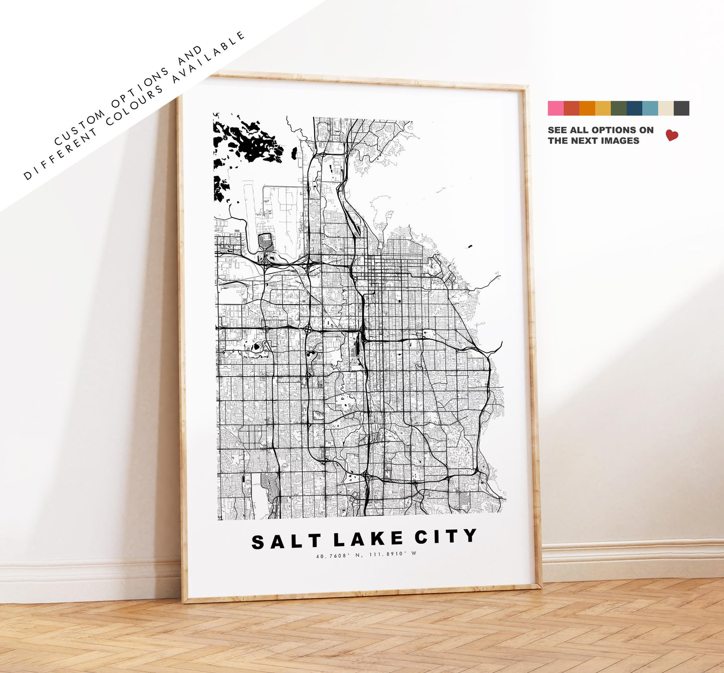 Salt Lake City Map Print - City Map Poster - Map Art - USA City Maps - Salt Lake City Print - Poster - Minimalist City Map - Utah