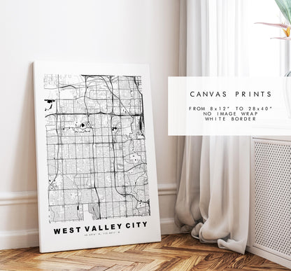 West Valley City Map Print - City Map Poster - Map Art - USA City Maps - West Valley City Print - Poster - Minimalist City Map - Utah