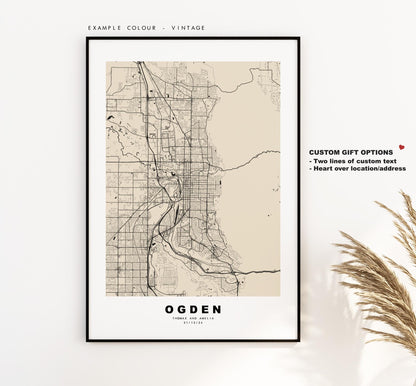 Ogden Map Print - City Map Poster - Map Art - USA City Maps - Ogden Print - Ogden Poster - Minimalist City Map - Utah