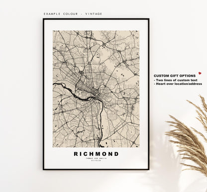 Richmond Map Print (Virginia) - City Map Poster - Map Art - USA City Maps - Richmond Print - Poster - Minimalist City Map - Virginia