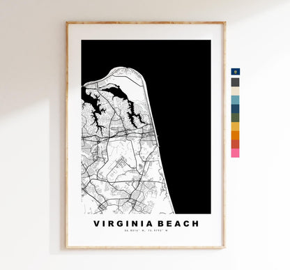 Virginia Beach Map Print - City Map Poster - Map Art - USA City Maps - Virginia Beach Print - Poster - Minimalist City Map - Virginia