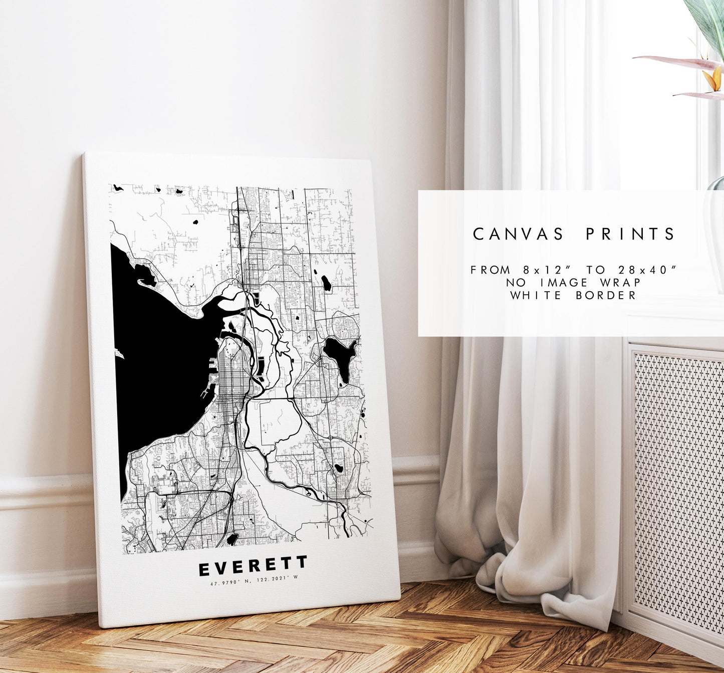 Everett Map Print - City Map Poster - Map Art - USA City Maps - Everett Print - Everett Poster - Minimalist City Map - Washington