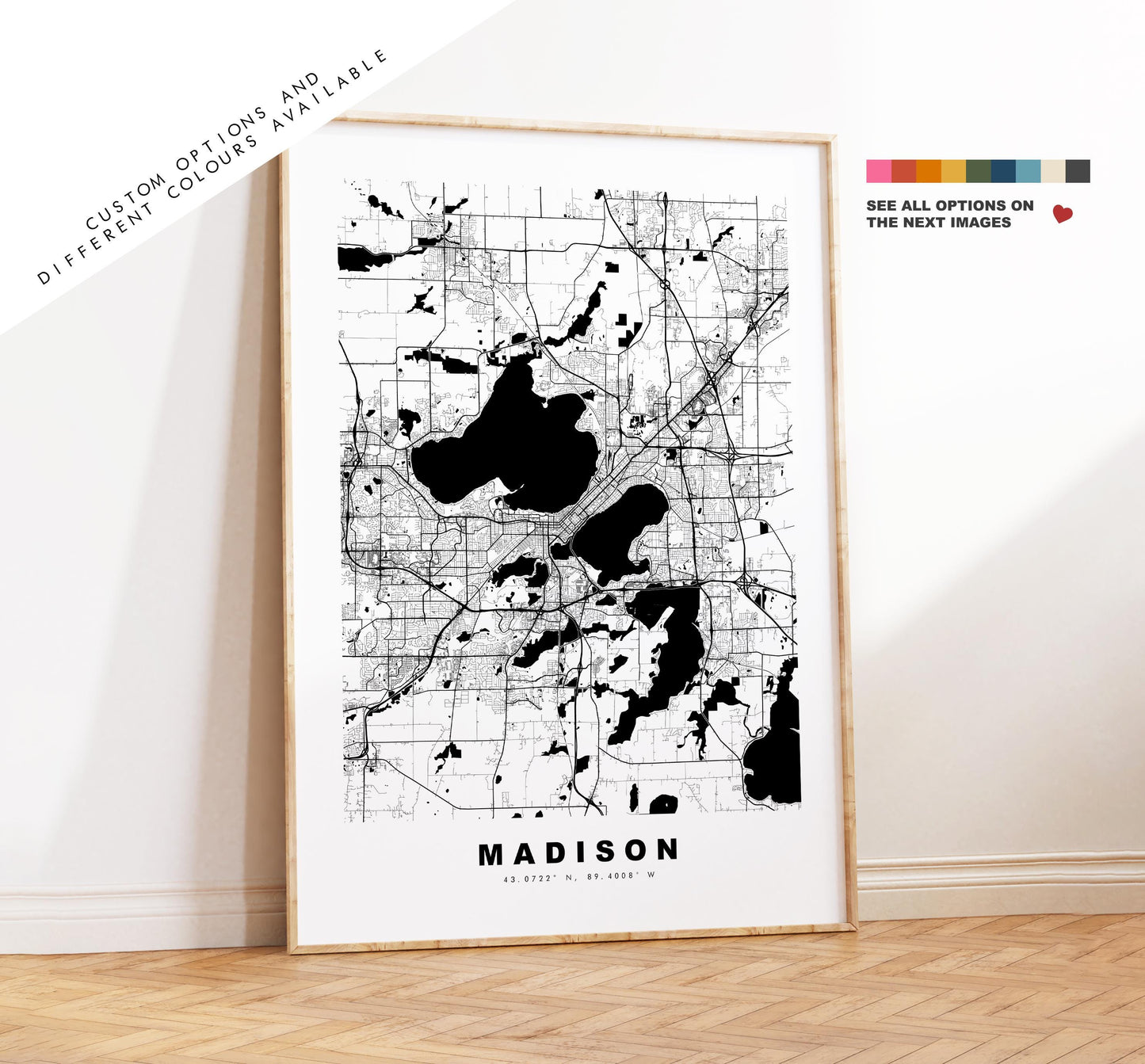 Madison Map Print - City Map Poster - Map Art - USA City Maps - Madison Print - Madison Poster - Minimalist City Map - Wisconsin