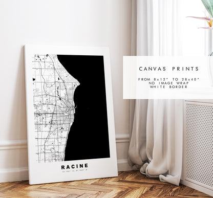 Racine Map Print - City Map Poster - Map Art - USA City Maps - Racine Print - Racine Poster - Minimalist City Map - Wisconsin