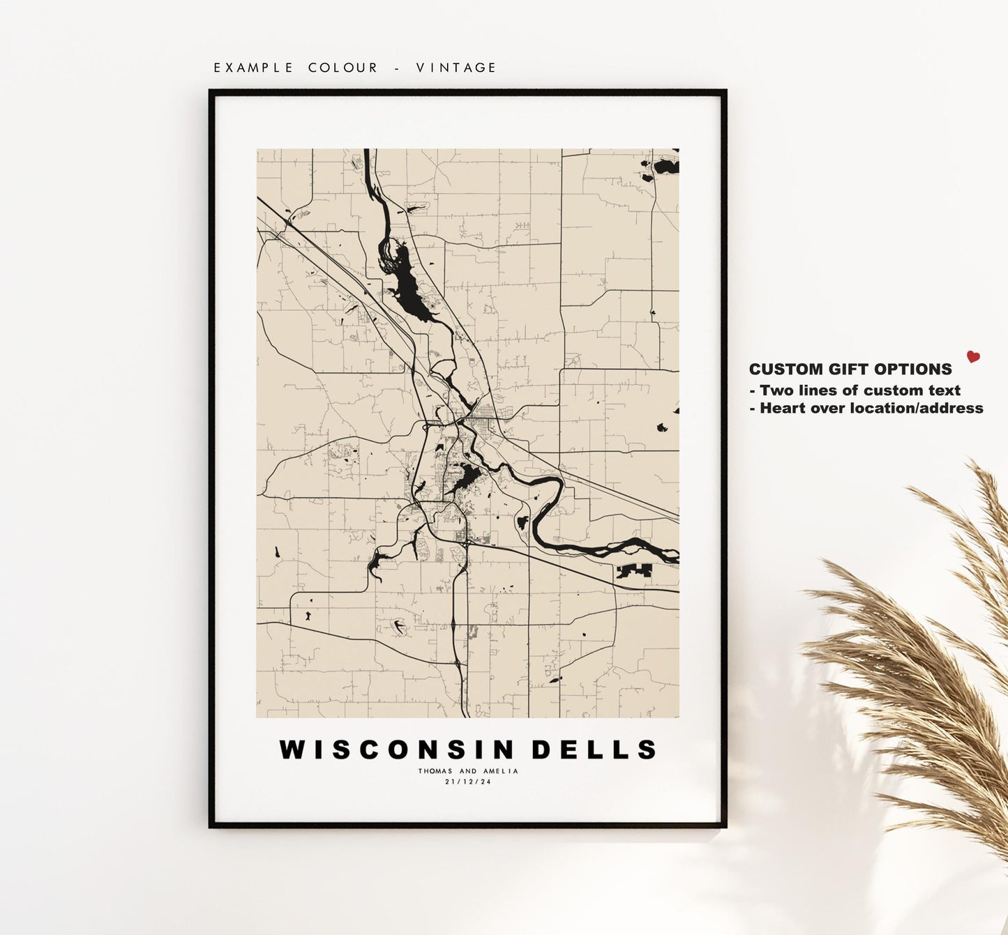 Wisconsin Dells Map Print - City Map Poster - Map Art - USA City Maps - Wisconsin Dells Print - Poster - Minimalist City Map - Wisconsin