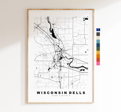 Wisconsin Dells Map Print - City Map Poster - Map Art - USA City Maps - Wisconsin Dells Print - Poster - Minimalist City Map - Wisconsin