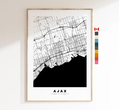 Ajax Map Print (Canada) - City Map Poster - Map Art - Map Wall Art - Canada City Maps - Ajax Print - Ajax Poster - Minimalist City Map