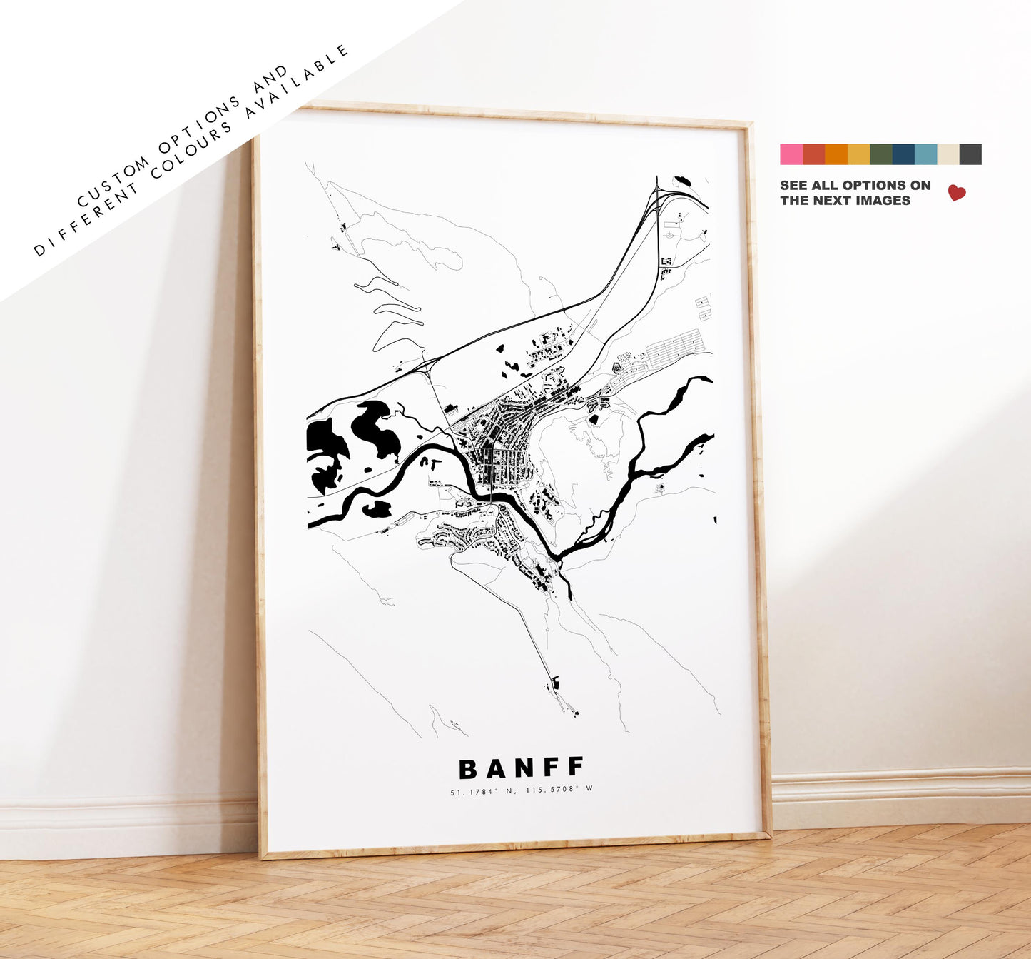 Banff Map Print - City Map Poster - Map Art - Map Wall Art - Canada City Maps - Banff Print - Banff Poster - Minimalist City Map