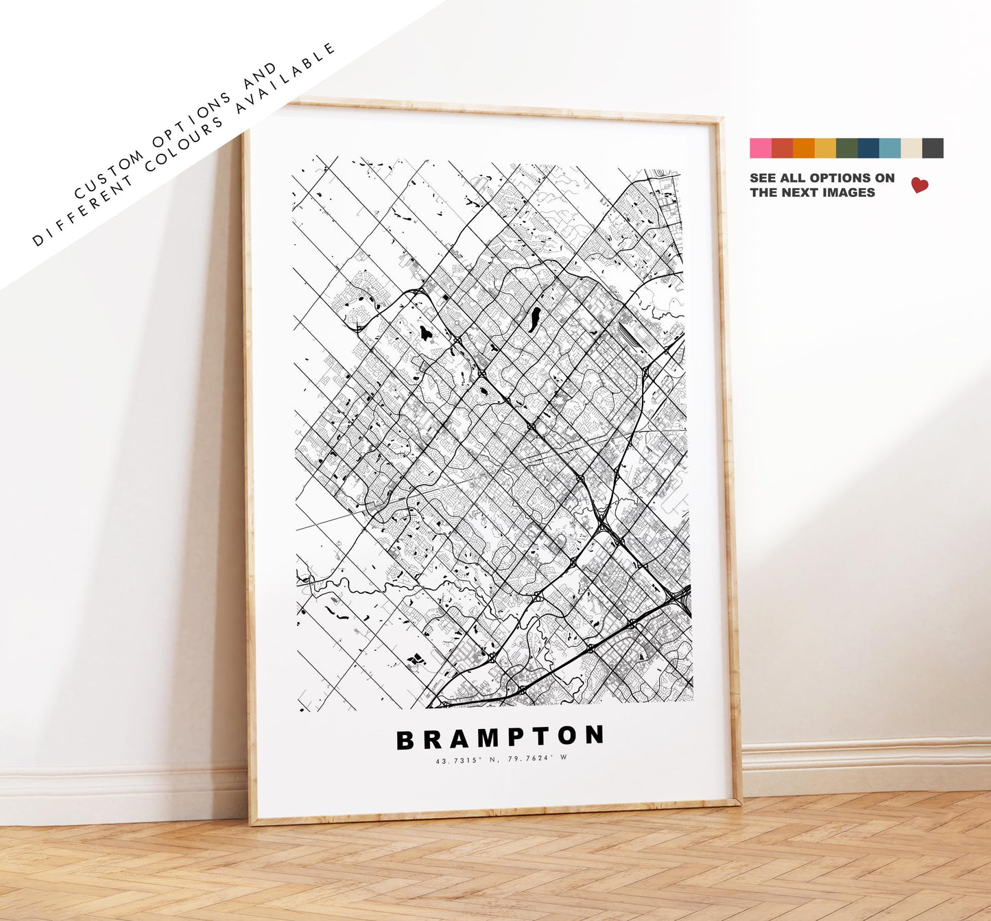 Brampton Map Print - City Map Poster - Map Art - Map Wall Art - Canada City Maps - Brampton Print - Brampton Poster - Minimalist City Map