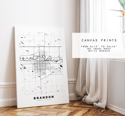 Brandon Map Print (Canada) - City Map Poster - Map Art - Map Wall Art - Canada City Maps - Brandon Print - Poster - Minimalist City Map