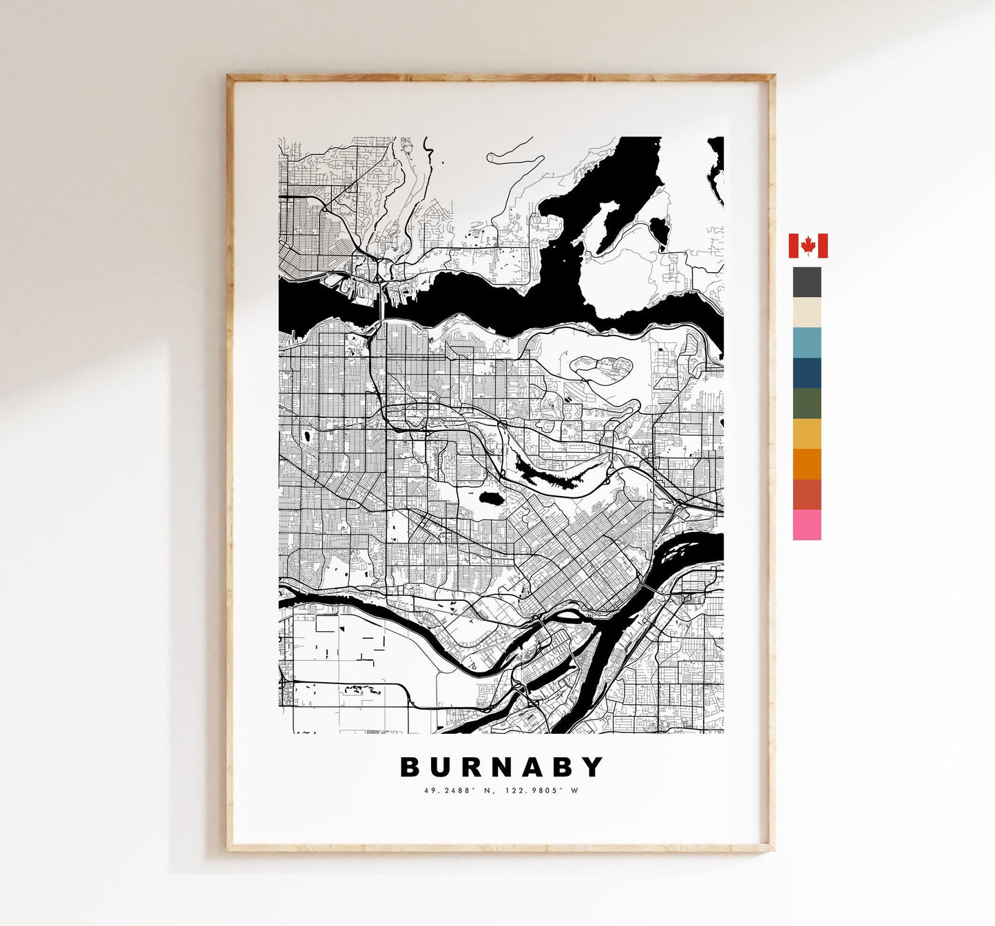 Burnaby Map Print - City Map Poster - Map Art - Map Wall Art - Canada City Maps - Burnaby Print - Burnaby Poster - Minimalist City Map