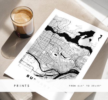 Burnaby Map Print - City Map Poster - Map Art - Map Wall Art - Canada City Maps - Burnaby Print - Burnaby Poster - Minimalist City Map