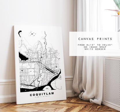 Coquitlam Map Print - City Map Poster - Map Art - Map Wall Art - Canada City Maps - Coquitlam Print - Coquitlam Poster - Minimalist City Map