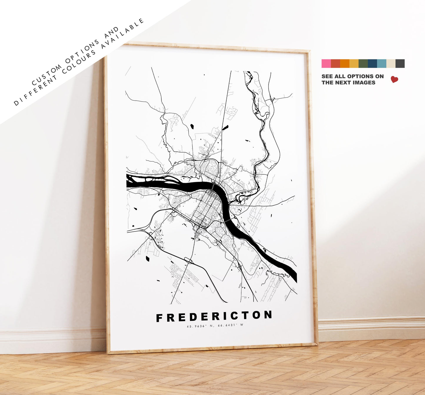 Fredericton Map Print - City Map Poster - Map Art - Map Wall Art - Canada City Maps - Fredericton Print - Poster - Minimalist City Map