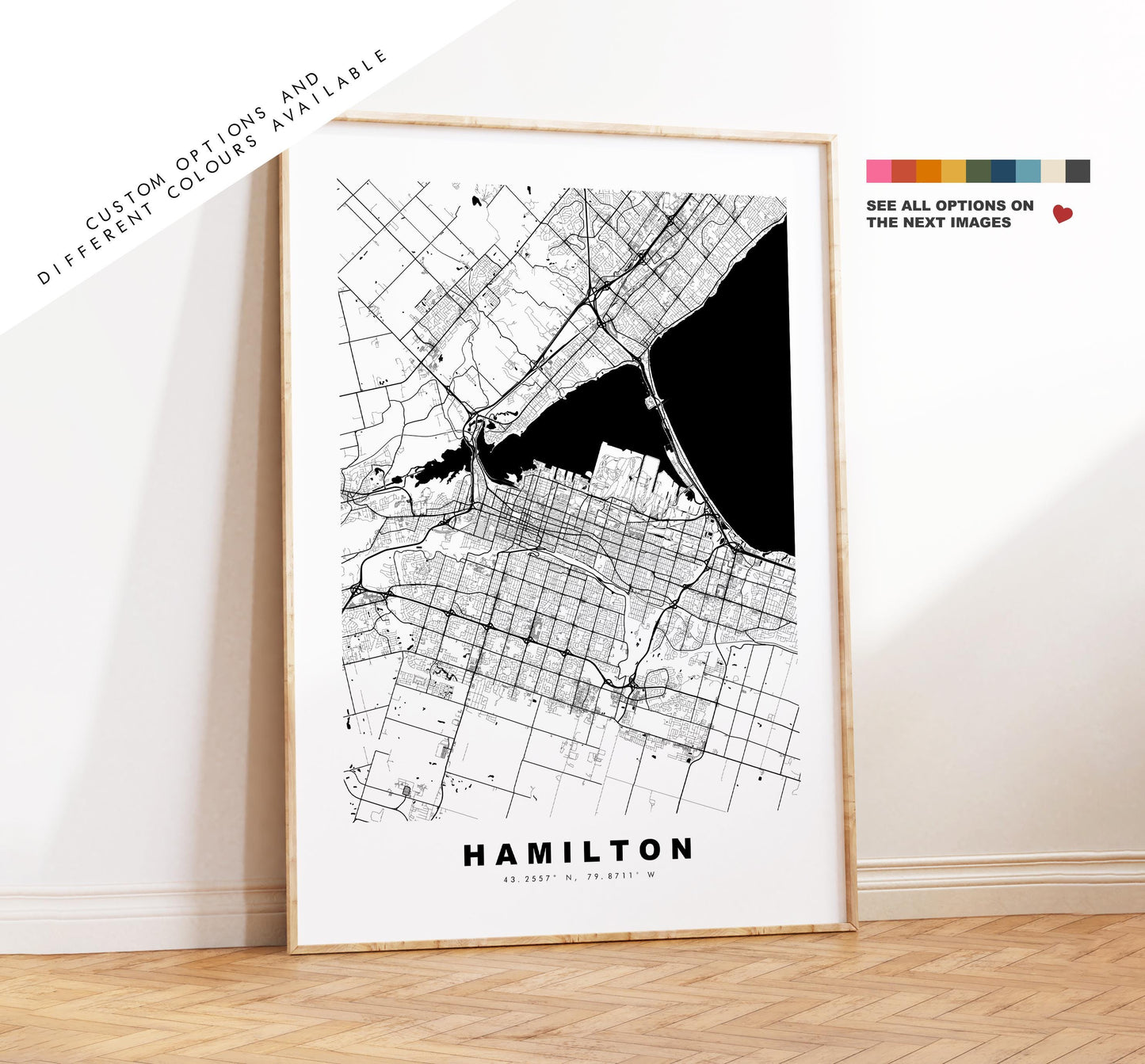 Hamilton Map Print - City Map Poster - Map Art - Map Wall Art - Canada City Maps - Hamilton Print - Hamilton Poster - Minimalist City Map