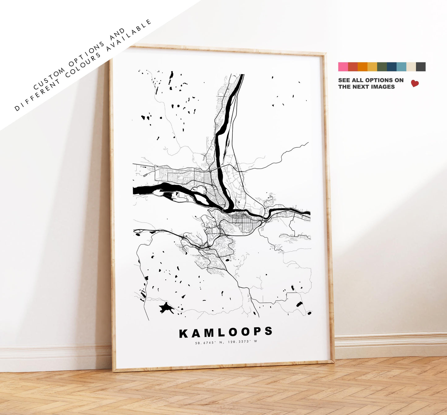 Kamloops Map Print - City Map Poster - Map Art - Map Wall Art - Canada City Maps - Kamloops Print - Kamloops Poster - Minimalist City Map