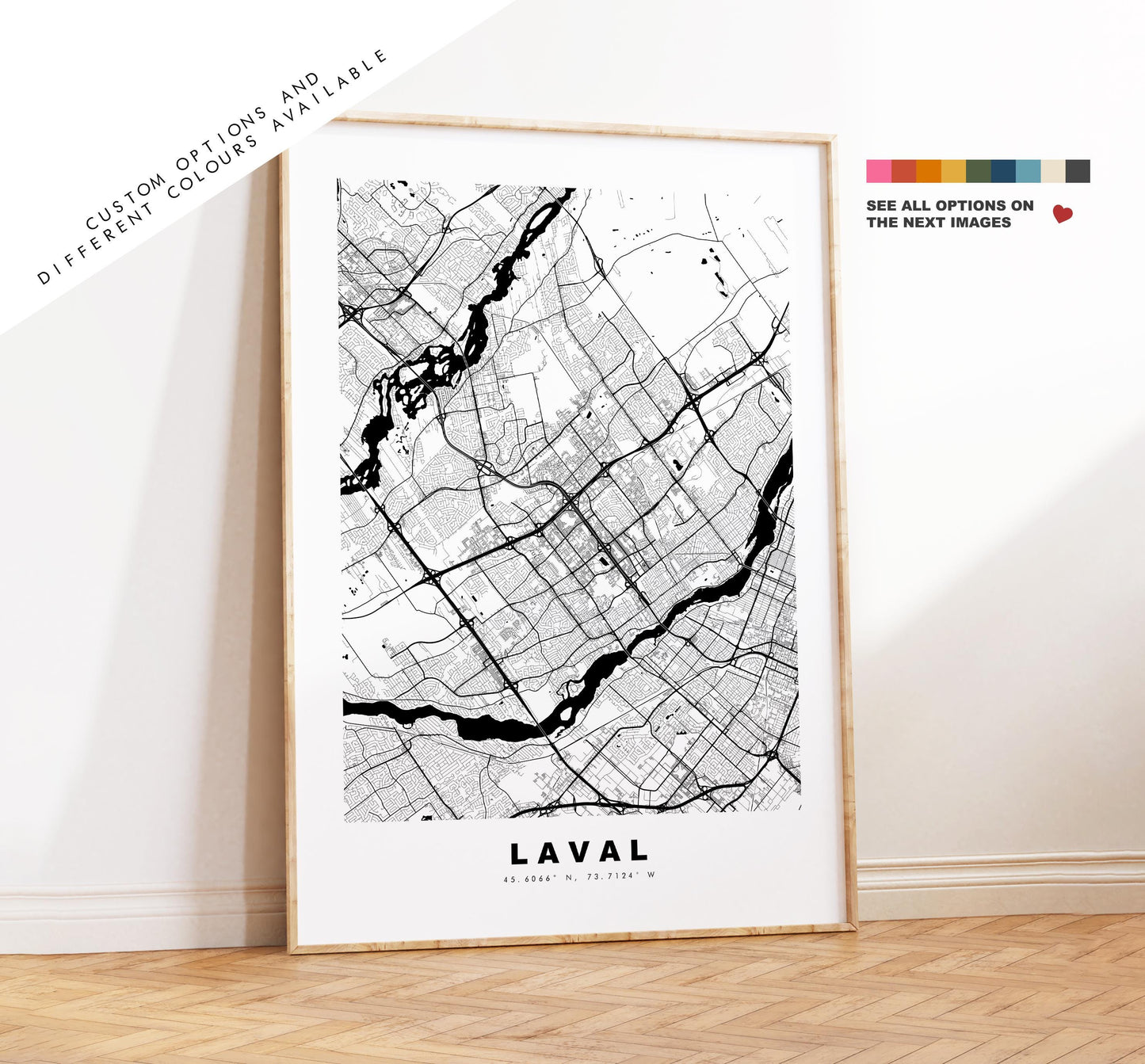 Laval Map Print (Canada) - City Map Poster - Map Art - Map Wall Art - Canada City Maps - Laval Print - Laval Poster - Minimalist City Map