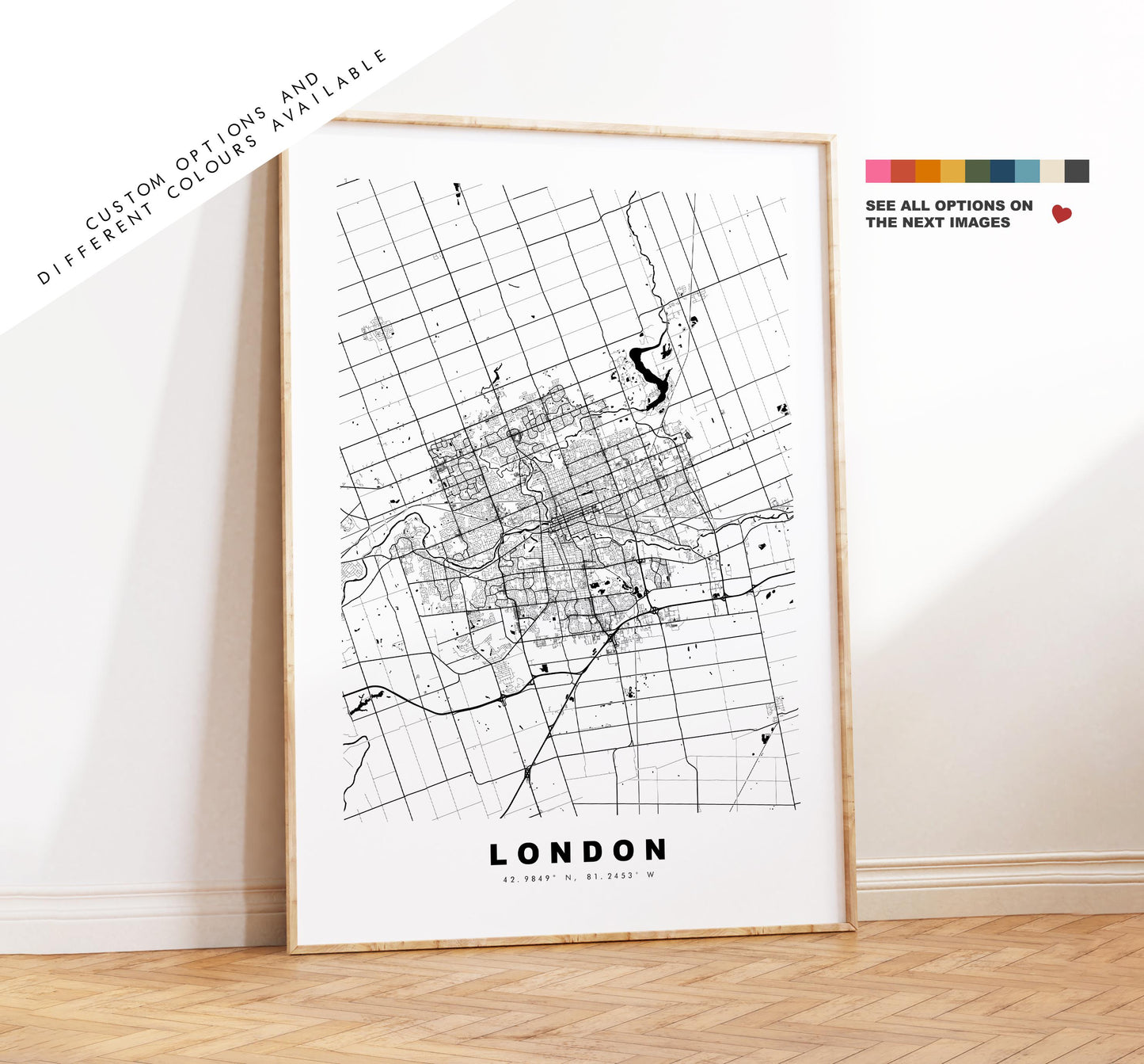 London Map Print (Canada) - City Map Poster - Map Art - Map Wall Art - Canada City Maps - London Print - London Poster - Minimalist City Map