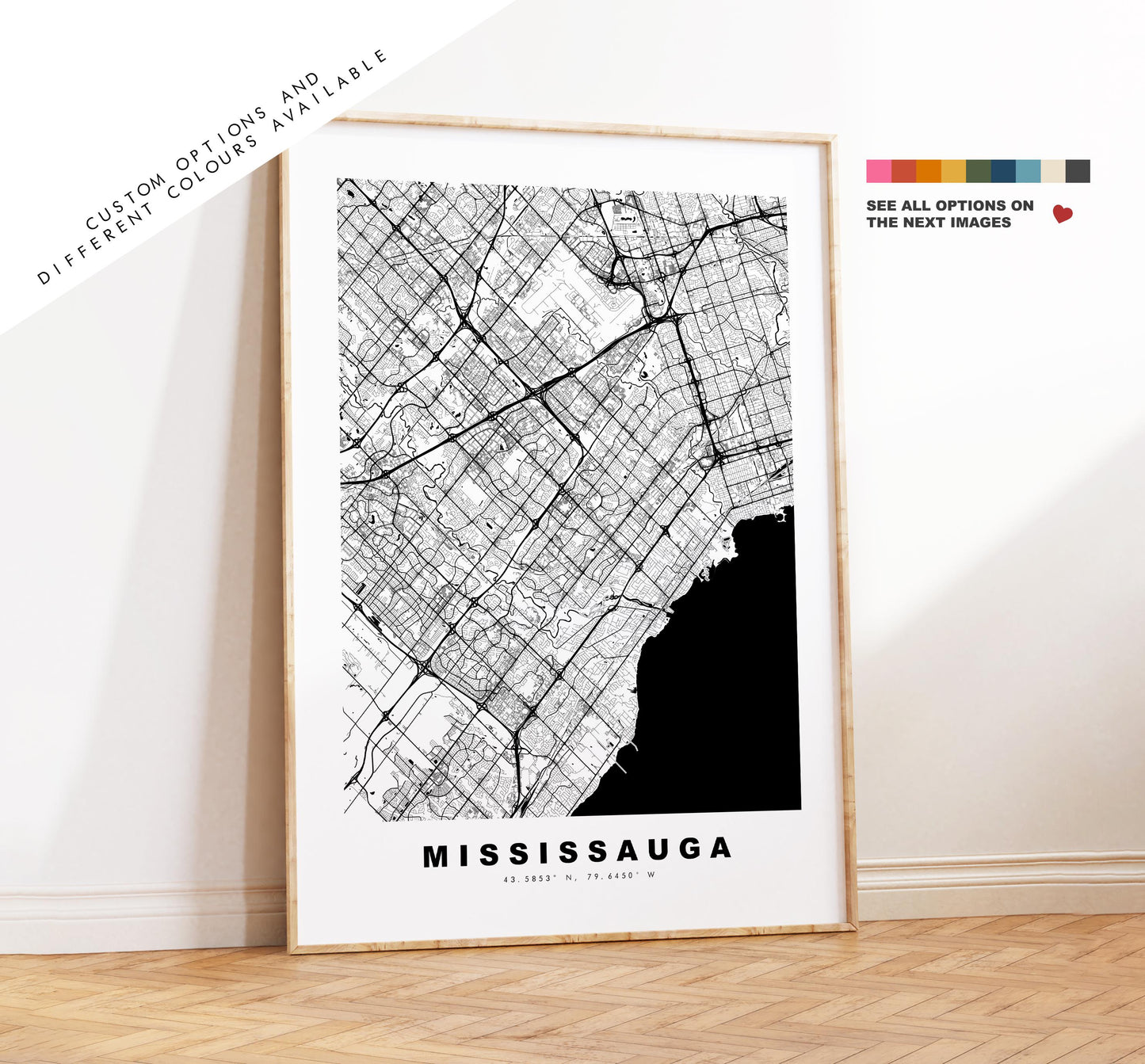 Mississauga Map Print - City Map Poster - Map Art - Map Wall Art - Canada City Maps - Mississauga Print - Poster - Minimalist City Map