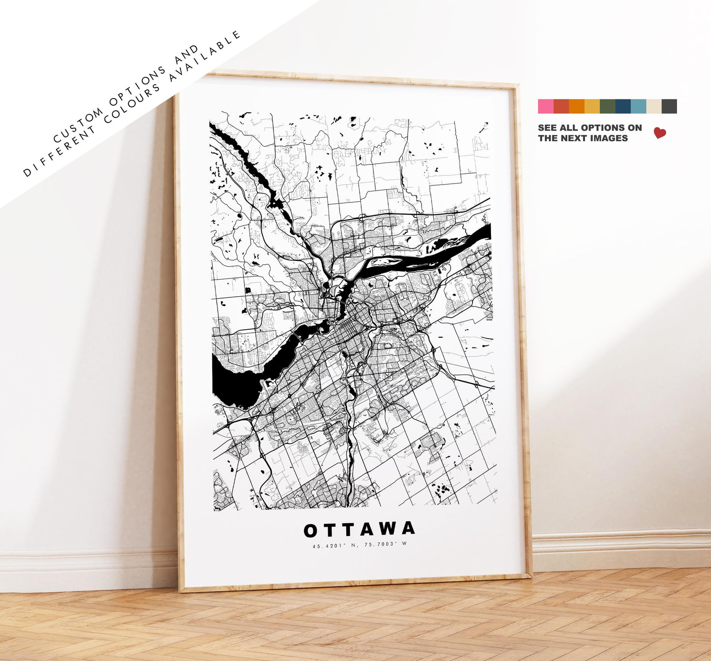 Ottawa Map Print - City Map Poster - Map Art - Map Wall Art - Canada City Maps - Ottawa Print - Ottawa Poster - Minimalist City Map