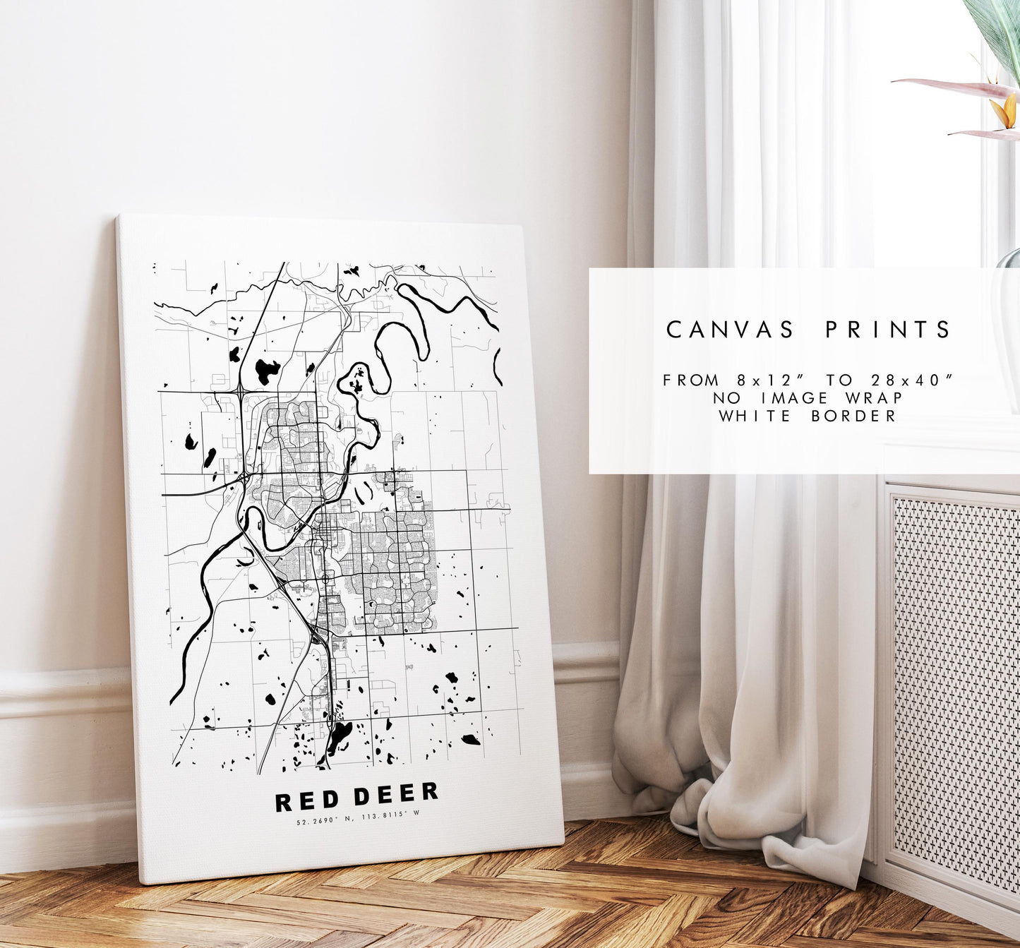 Red Deer Map Print - City Map Poster - Map Art - Map Wall Art - Canada City Maps - Red Deer Print - Red Deer Poster - Minimalist City Map