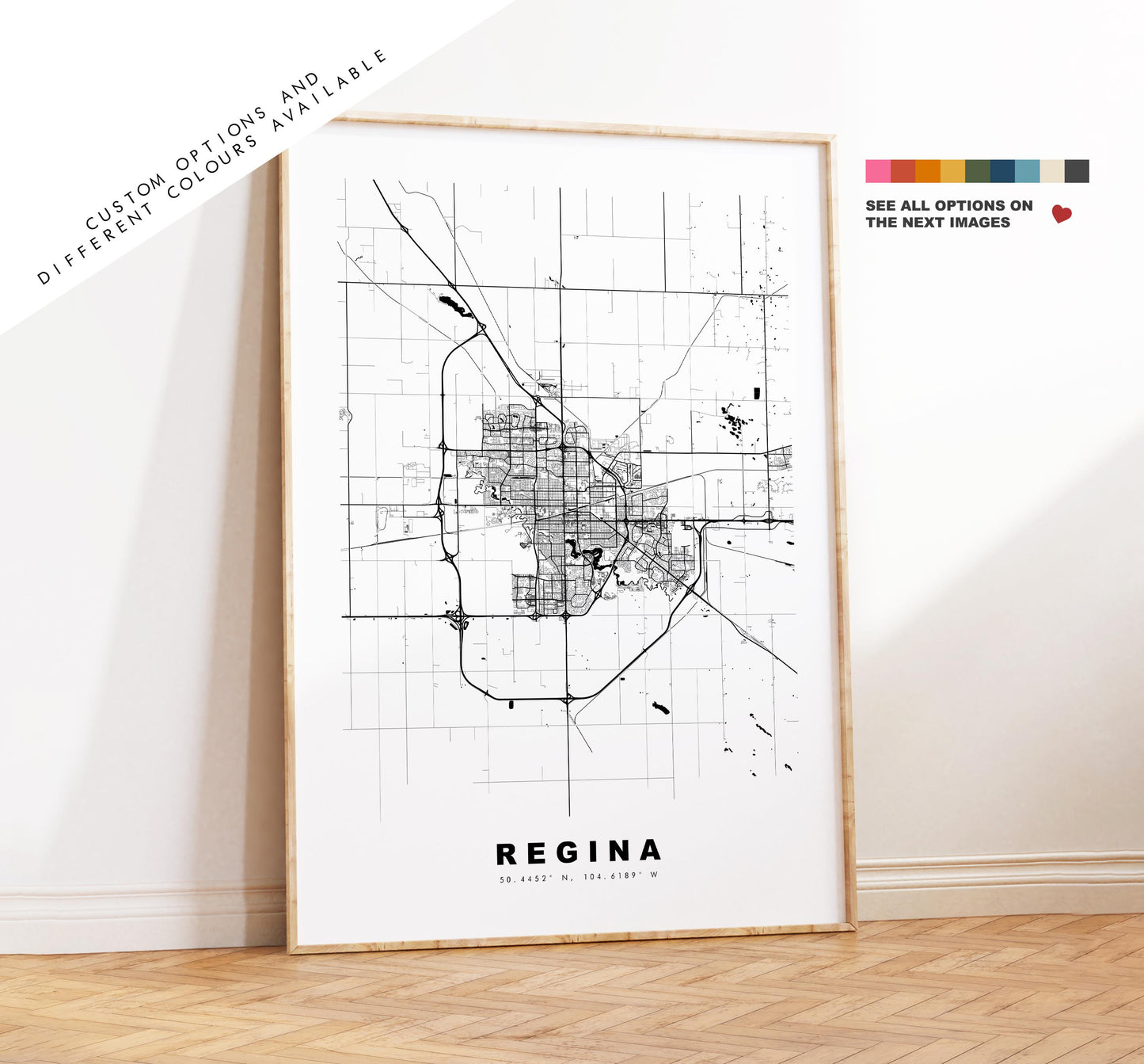 Regina Map Print - City Map Poster - Map Art - Map Wall Art - Canada City Maps - Regina Print - Regina Poster - Minimalist City Map