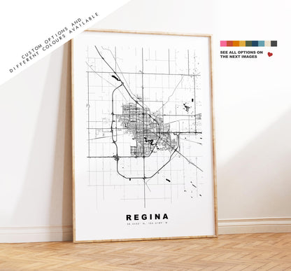 Regina Map Print - City Map Poster - Map Art - Map Wall Art - Canada City Maps - Regina Print - Regina Poster - Minimalist City Map