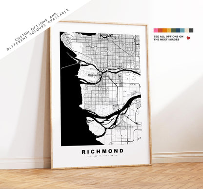 Richmond Map Print (Canada) - City Map Poster - Map Art - Map Wall Art - Canada City Maps - Richmond Print - Poster - Minimalist City Map