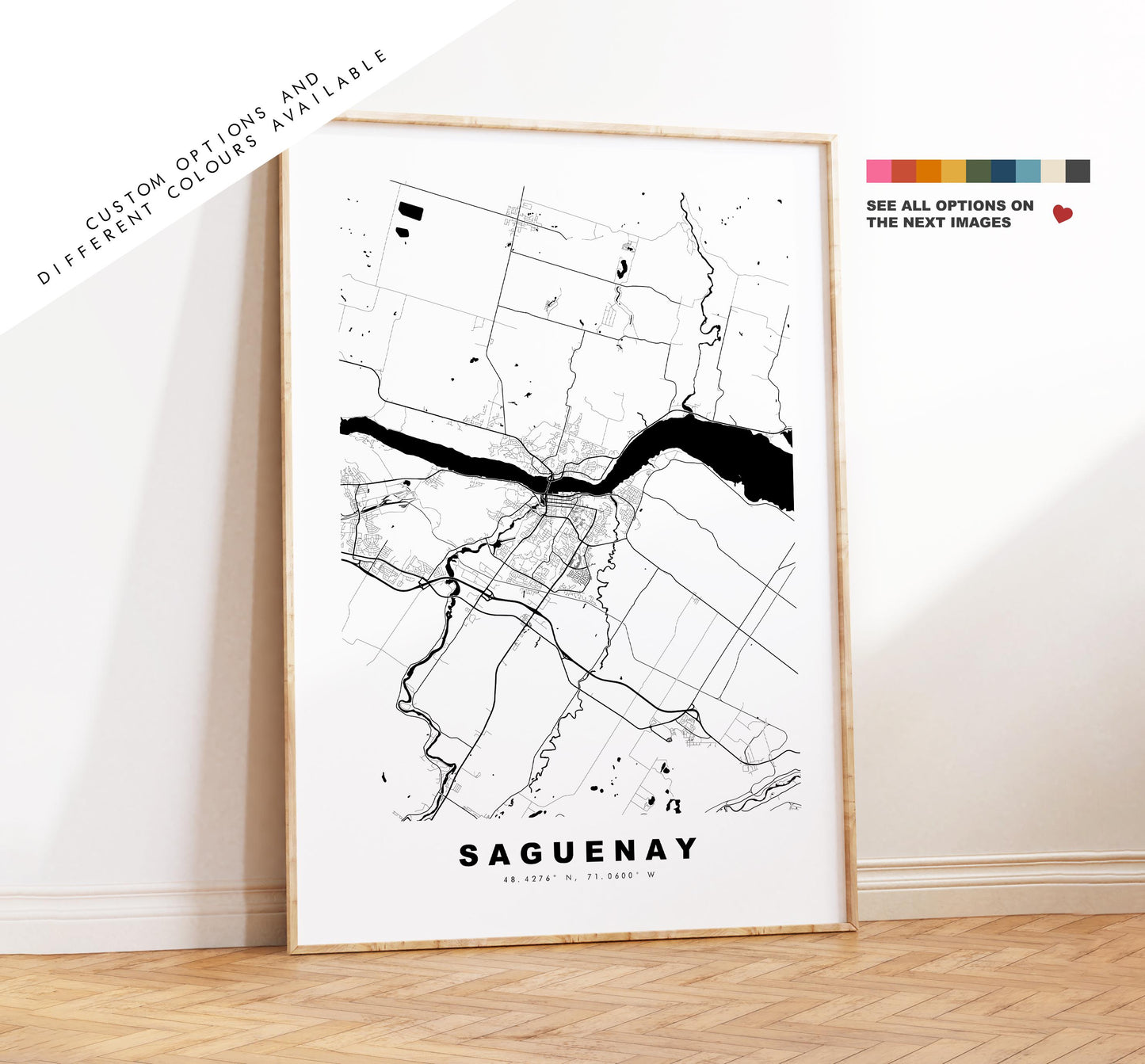 Saguenay Map Print - City Map Poster - Map Art - Map Wall Art - Canada City Maps - Saguenay Print - Saguenay Poster - Minimalist City Map