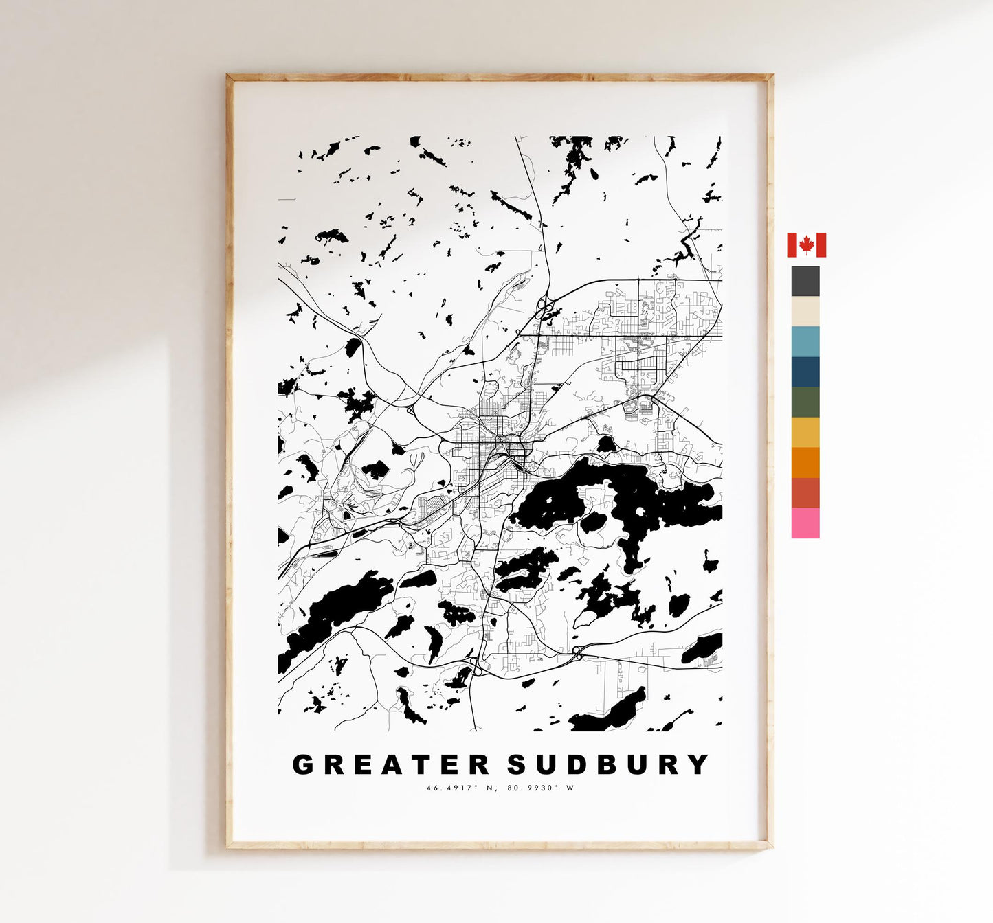 Greater Sudbury Map Print - City Map Poster - Map Art - Map Wall Art - Canada City Maps - Sudbury Print - Poster - Minimalist City Map