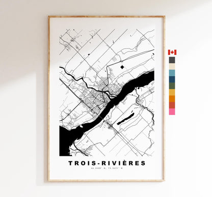 Trois-Rivières Map Print - City Map Poster - Map Art - Map Wall Art - Canada City Maps - Three Rivers Print - Poster - Minimalist City Map