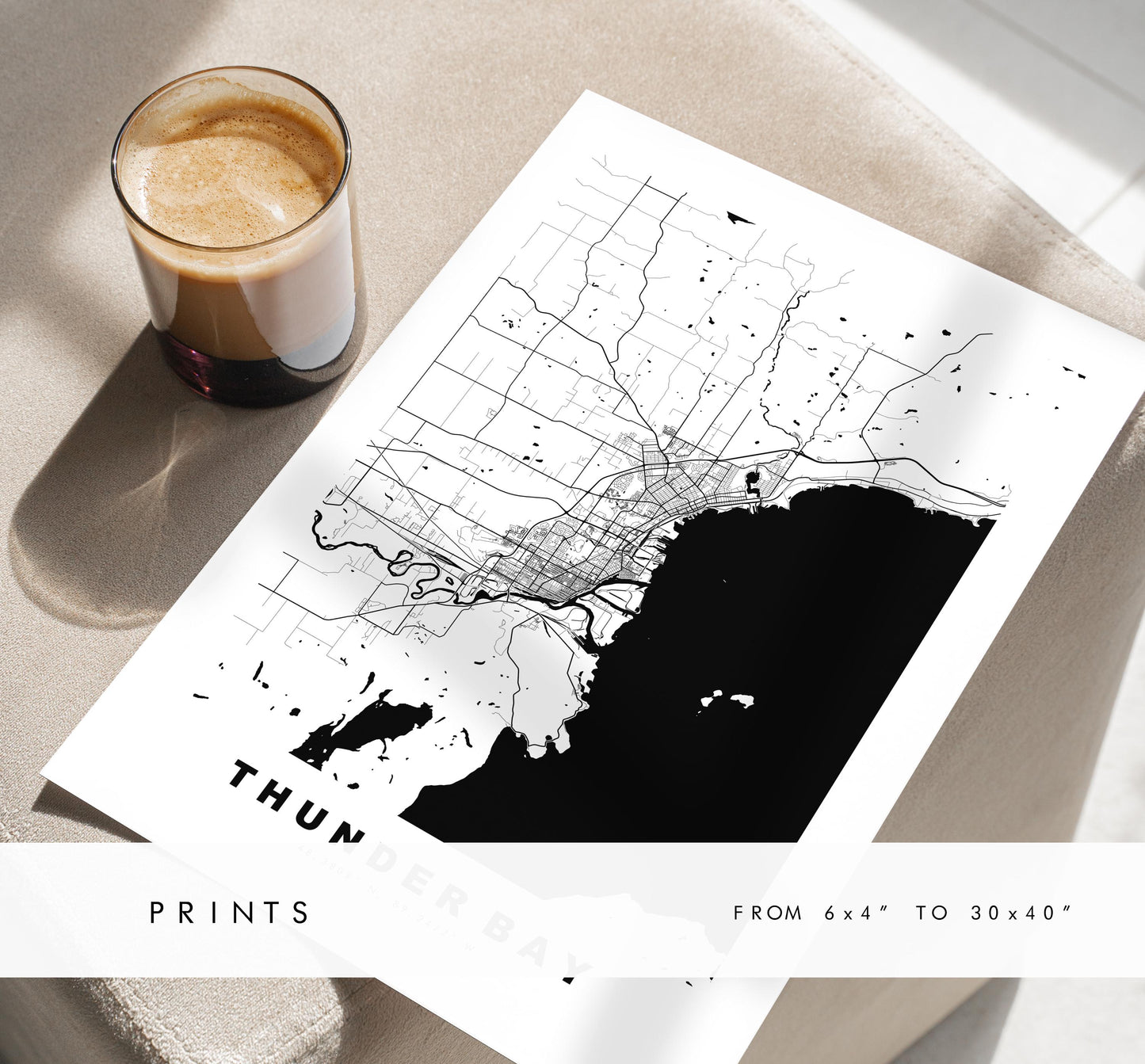 Thunder Bay Map Print - City Map Poster - Map Art - Map Wall Art - Canada City Maps - Thunder Bay Print - Poster - Minimalist City Map