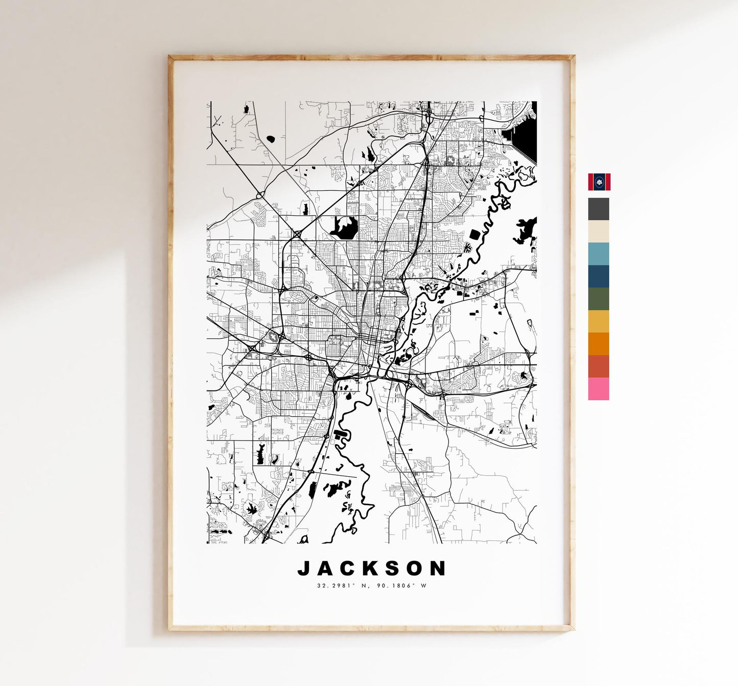 Jackson Map Print - City Map Poster - Map Art - USA City Maps - Jackson Print - Jackson Poster - Minimalist City Map - Mississippi