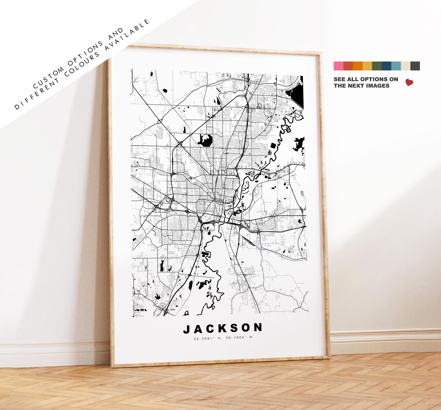 Jackson Map Print - City Map Poster - Map Art - USA City Maps - Jackson Print - Jackson Poster - Minimalist City Map - Mississippi