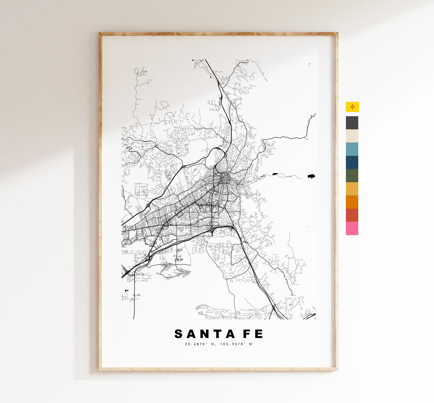 Santa Fe Map Print - City Map Poster - Map Art - USA City Maps - Santa Fe Print - Santa Fe Poster - Minimalist City Map - New Mexico