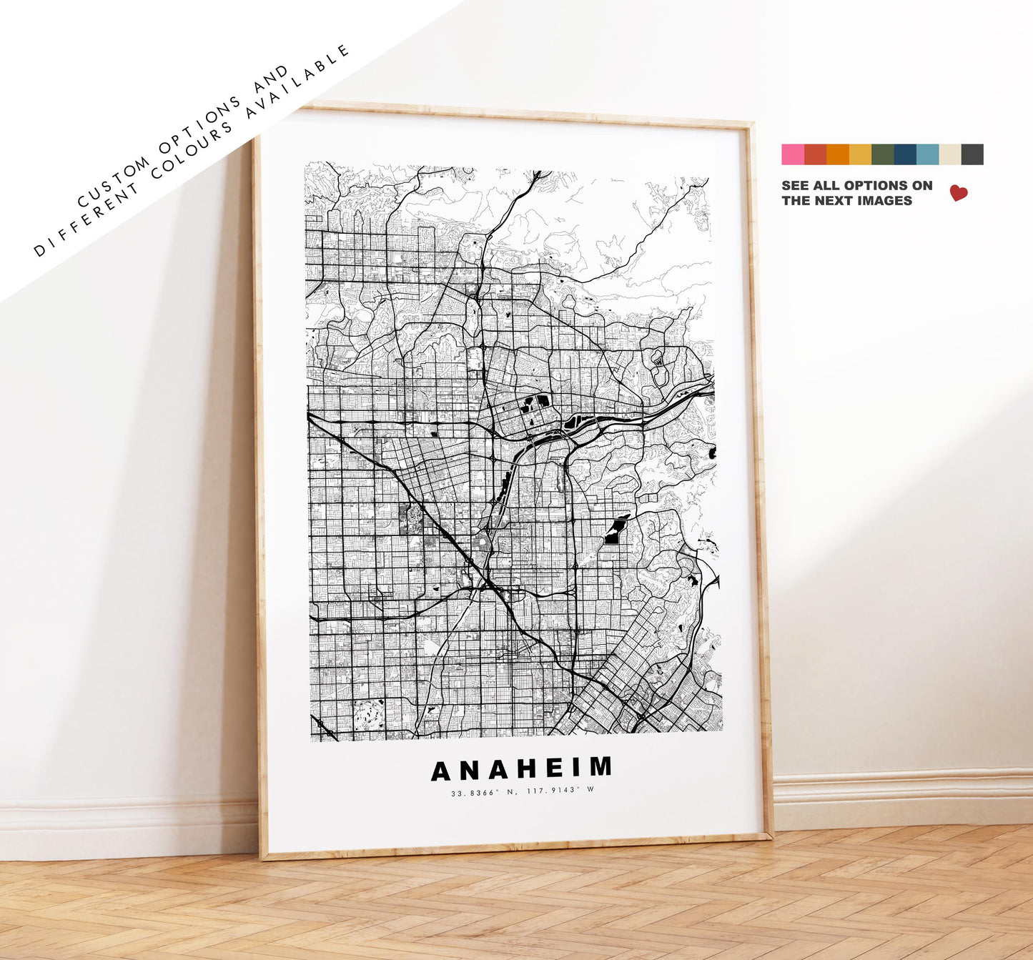 Anaheim Map Print - City Map Poster - Map Art - USA City Maps - Anaheim Print - Anaheim Poster - Minimalist City Map - California