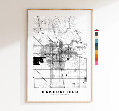 Bakersfield Map Print - City Map Poster - Map - USA City Maps - Bakersfield Print - Bakersfield Poster - Minimalist City Map - California