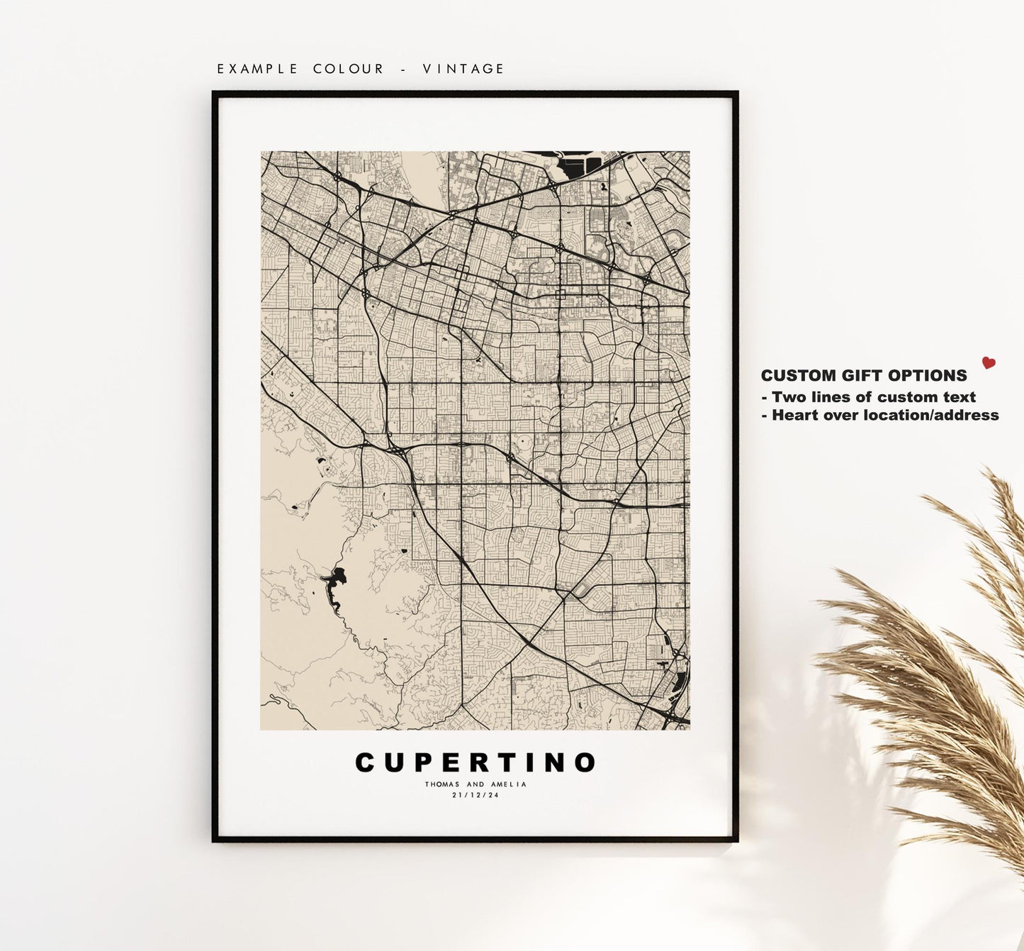 Cupertino Map Print - City Map Poster - Map Art - USA City Maps - Cupertino Print - Cupertino Poster - Minimalist City Map - California