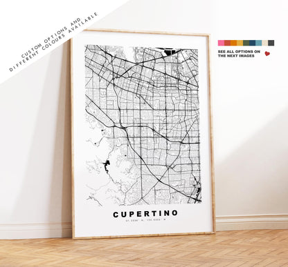 Cupertino Map Print - City Map Poster - Map Art - USA City Maps - Cupertino Print - Cupertino Poster - Minimalist City Map - California