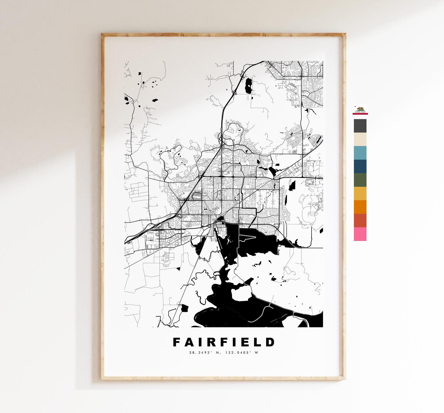 Fairfield Map Print - City Map Poster - Map Art - USA City Maps - Fairfield Print - Fairfield Poster - Minimalist City Map - California