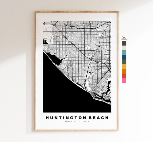 Huntington Beach Map Print - City Map Poster - Map Art - USA City Maps - Huntington Beach Print - Poster - Minimalist City Map - California