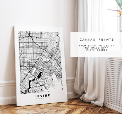 Irvine Map Print - City Map Poster - Map Art - USA City Maps - Irvine Print - Irvine Poster - Minimalist City Map - California