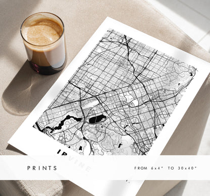 Irvine Map Print - City Map Poster - Map Art - USA City Maps - Irvine Print - Irvine Poster - Minimalist City Map - California