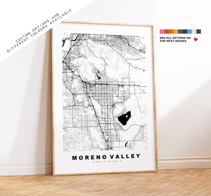 Moreno Valley Map Print - City Map Poster - Map Art - USA City Maps - Moreno Valley Print - Poster - Minimalist City Map - California