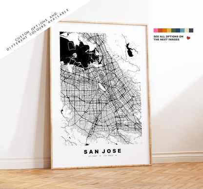 San Jose Map Print - City Map Poster - Map Art - USA City Maps - San Jose Print - San Jose Poster - Minimalist City Map - California