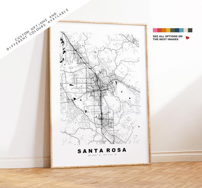 Santa Rosa Map Print - City Map Poster - Map Art - USA City Maps - Santa Rosa Print - Santa Rosa Poster - Minimalist City Map - California