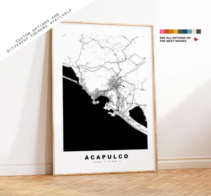 Acapulco Map Print - City Map Poster - Map Art - Map Wall Art - Mexico City Maps - Acapulco Print - Acapulco de Juárez - Minimalist City Map