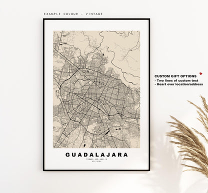 Guadalajara Map Print - City Map Poster - Map Art - Map Wall Art - Mexico City Maps - Guadalajara Print - Poster - Minimalist City Map