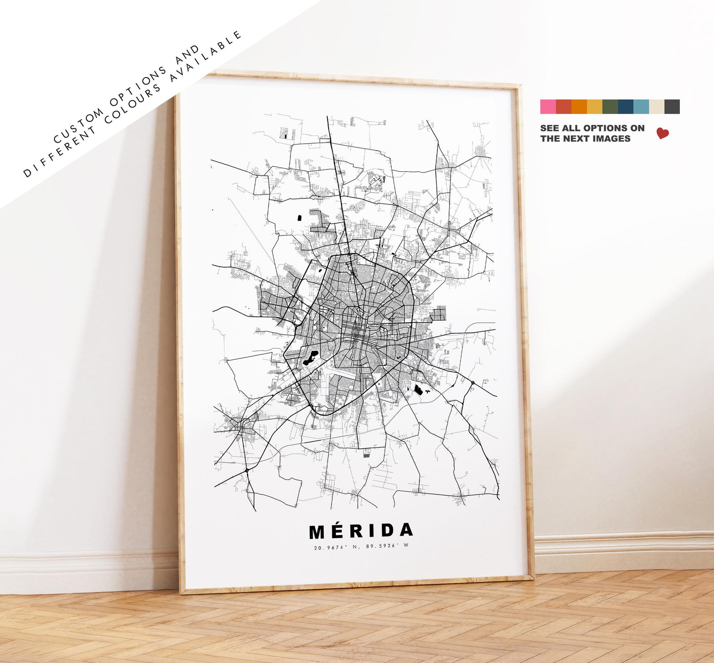 Merida Map Print - City Map Poster - Map Art - Map Wall Art - Mexico City Maps - Mérida Print - Mérida Poster - Minimalist City Map