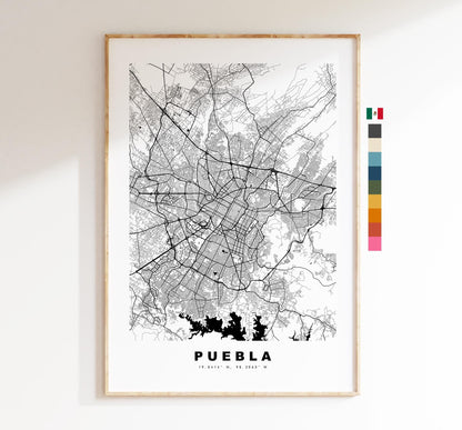 Puebla Map Print - City Map Poster - Map Art - Map Wall Art - Mexico City Maps - Puebla Print - Puebla Poster - Minimalist City Map